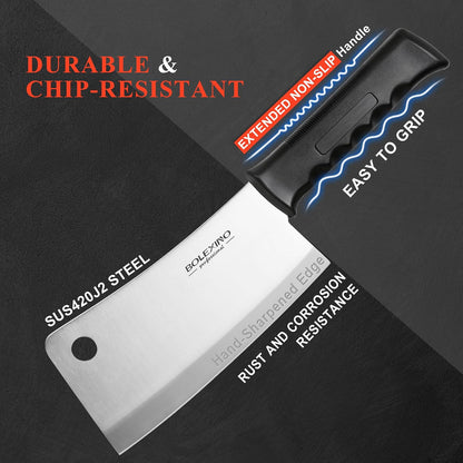 3 PCS Butcher Knife Set, Professional Meat Cutting Knives | Non-slip grip, 7" butcher & 6" skinning & boning,Ergonomic, less tired,Professional, precise cuts,X50CrMoV15 stainless steel.