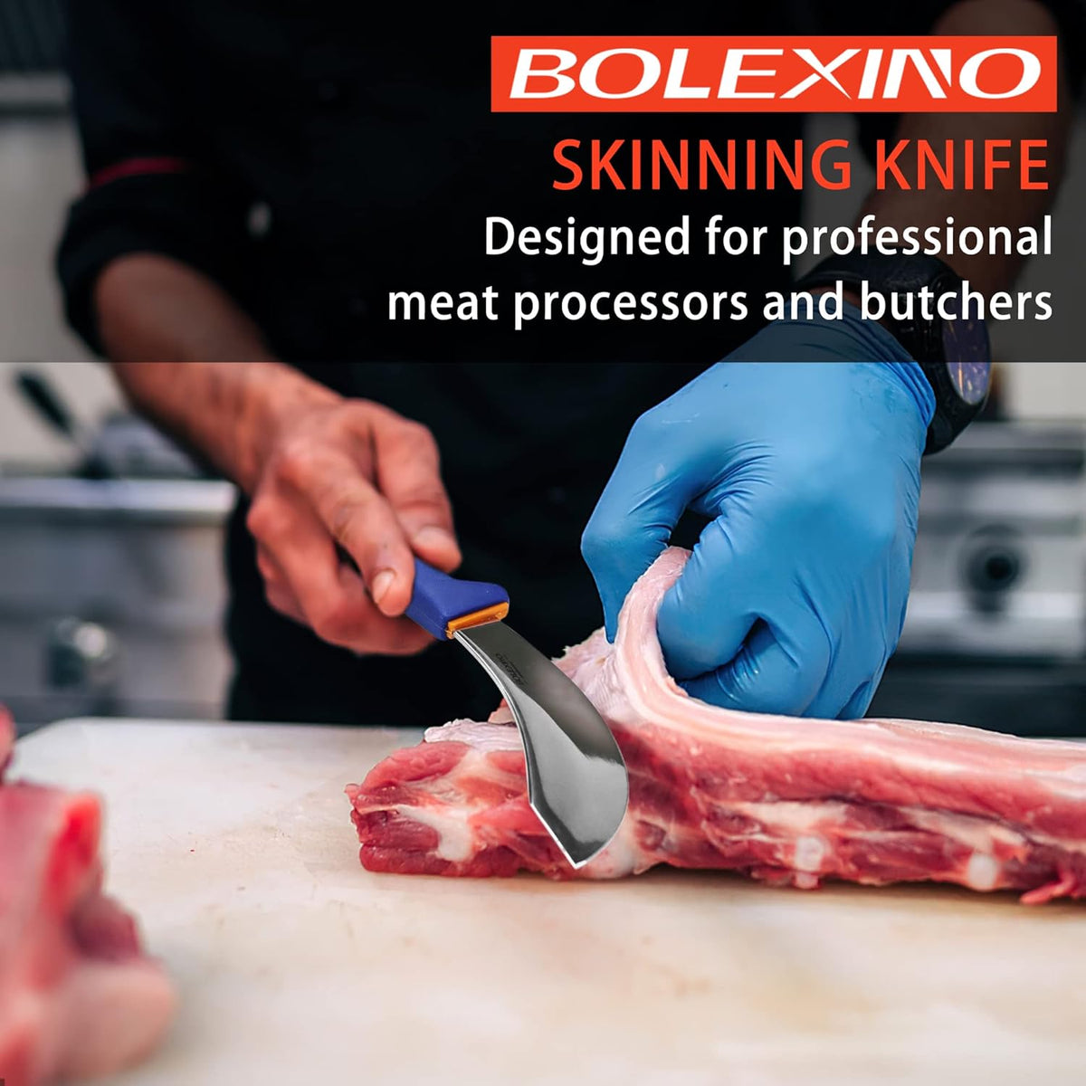 3 PCS Butcher Knife Set, Professional Meat Cutting Knives | Non-slip grip, 7" butcher & 6" skinning & boning,Ergonomic, less tired,Professional, precise cuts,X50CrMoV15 stainless steel.