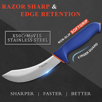 3 PCS Butcher Knife Set, Professional Meat Cutting Knives | Non-slip grip, 7" butcher & 6" skinning & boning,Ergonomic, less tired,Professional, precise cuts,X50CrMoV15 stainless steel.