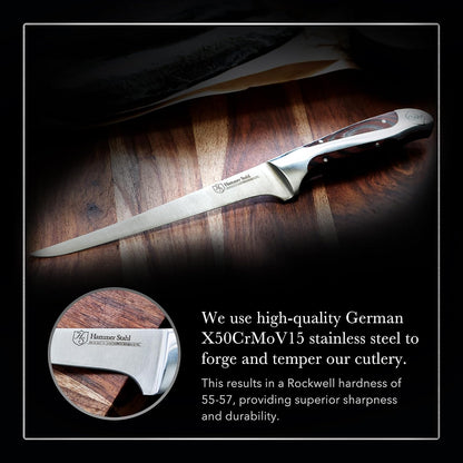 7-Inch Fillet Knife | German Forged High Carbon Steel Blade for Filleting, Boning, Trimming & Slicing | Ergonomic Quad-Tang Pakkawood Handle & Gift Box