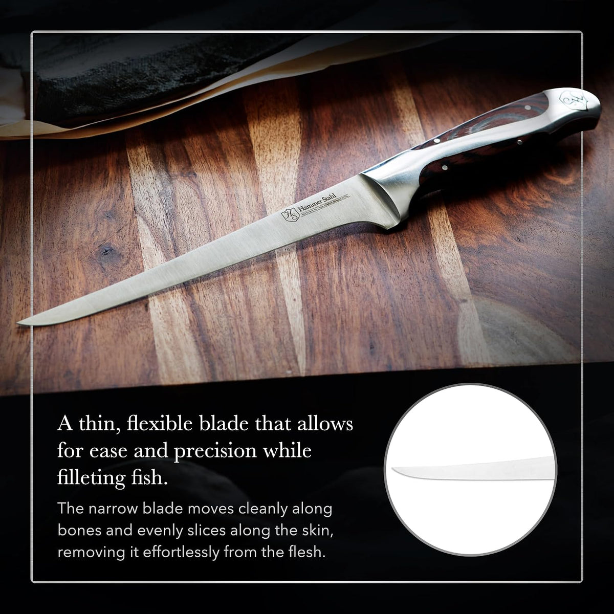 7-Inch Fillet Knife | German Forged High Carbon Steel Blade for Filleting, Boning, Trimming & Slicing | Ergonomic Quad-Tang Pakkawood Handle & Gift Box