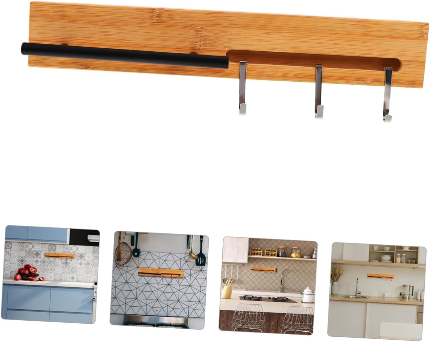 Wooden Wall-mounted Knife Rack No Drill Knife Holder for Kitchen Stylish Natural Utensil Organizer Efficient Storage for Home and Restaurant Use