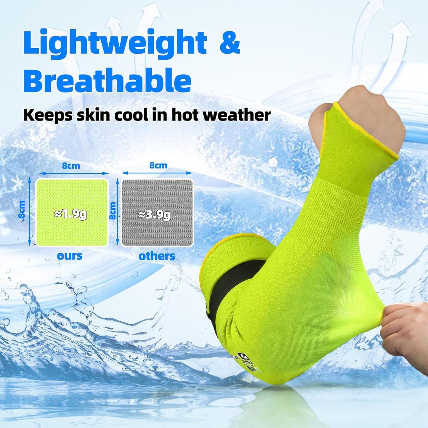 22 inch AIR-SKIN ANSI A6 Cut Resistant Arm Sleeves for Men & Women S901, Non-PFAS Arm Protectors for High Risk Work, UPF50+ UV Protection Cooling Gardening Sleeves for Farming, Lightweight