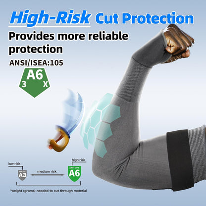 22 inch AIR-SKIN ANSI A6 Cut Resistant Arm Sleeves for Men & Women S901, Non-PFAS Arm Protectors for High Risk Work, UPF50+ UV Protection Cooling Gardening Sleeves for Farming, Lightweight