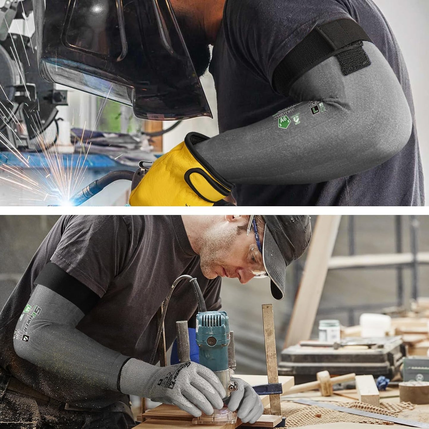 22 inch AIR-SKIN ANSI A6 Cut Resistant Arm Sleeves for Men & Women S901, Non-PFAS Arm Protectors for High Risk Work, UPF50+ UV Protection Cooling Gardening Sleeves for Farming, Lightweight