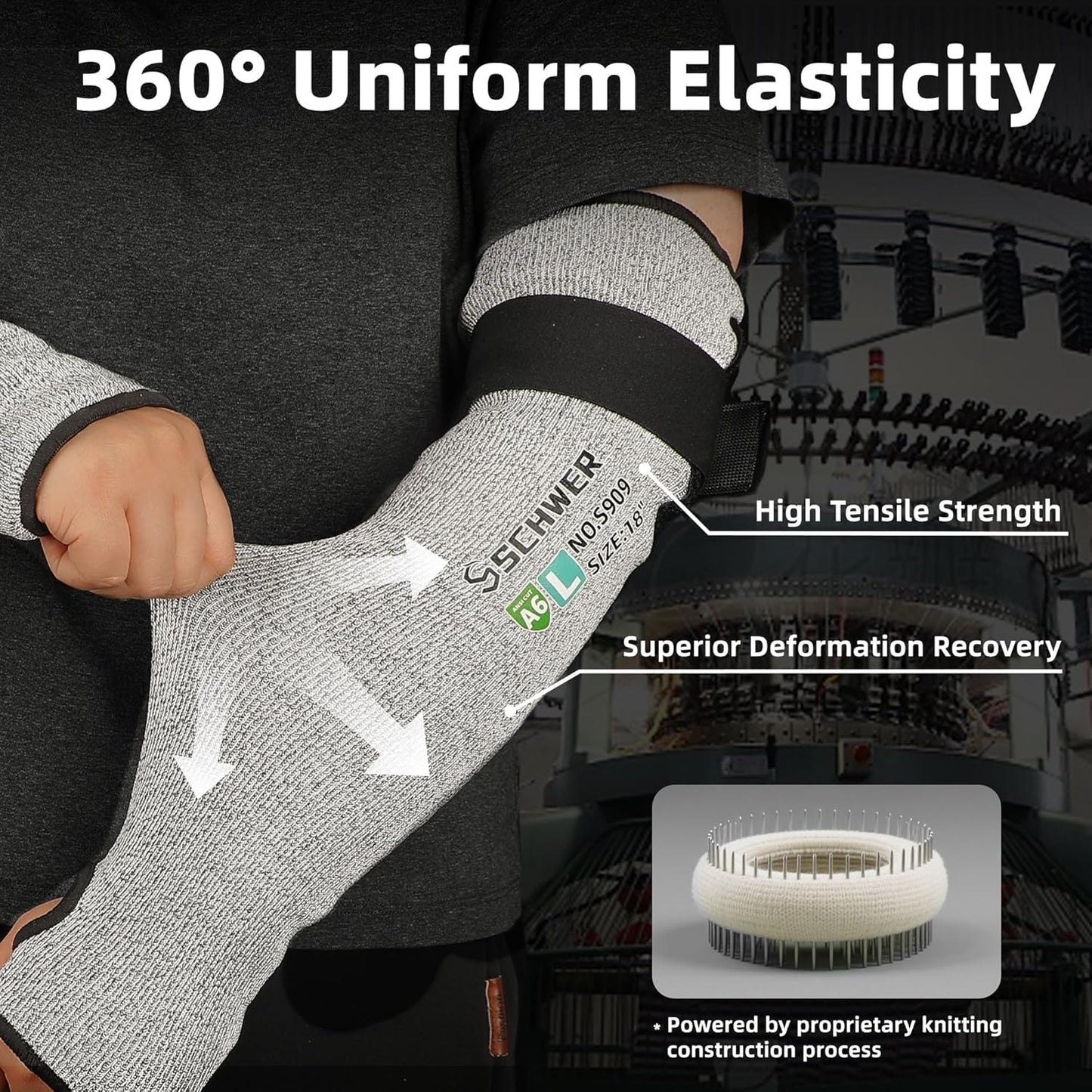 22 inch AIR-SKIN ANSI A6 Cut Resistant Arm Sleeves for Men & Women S901, Non-PFAS Arm Protectors for High Risk Work, UPF50+ UV Protection Cooling Gardening Sleeves for Farming, Lightweight