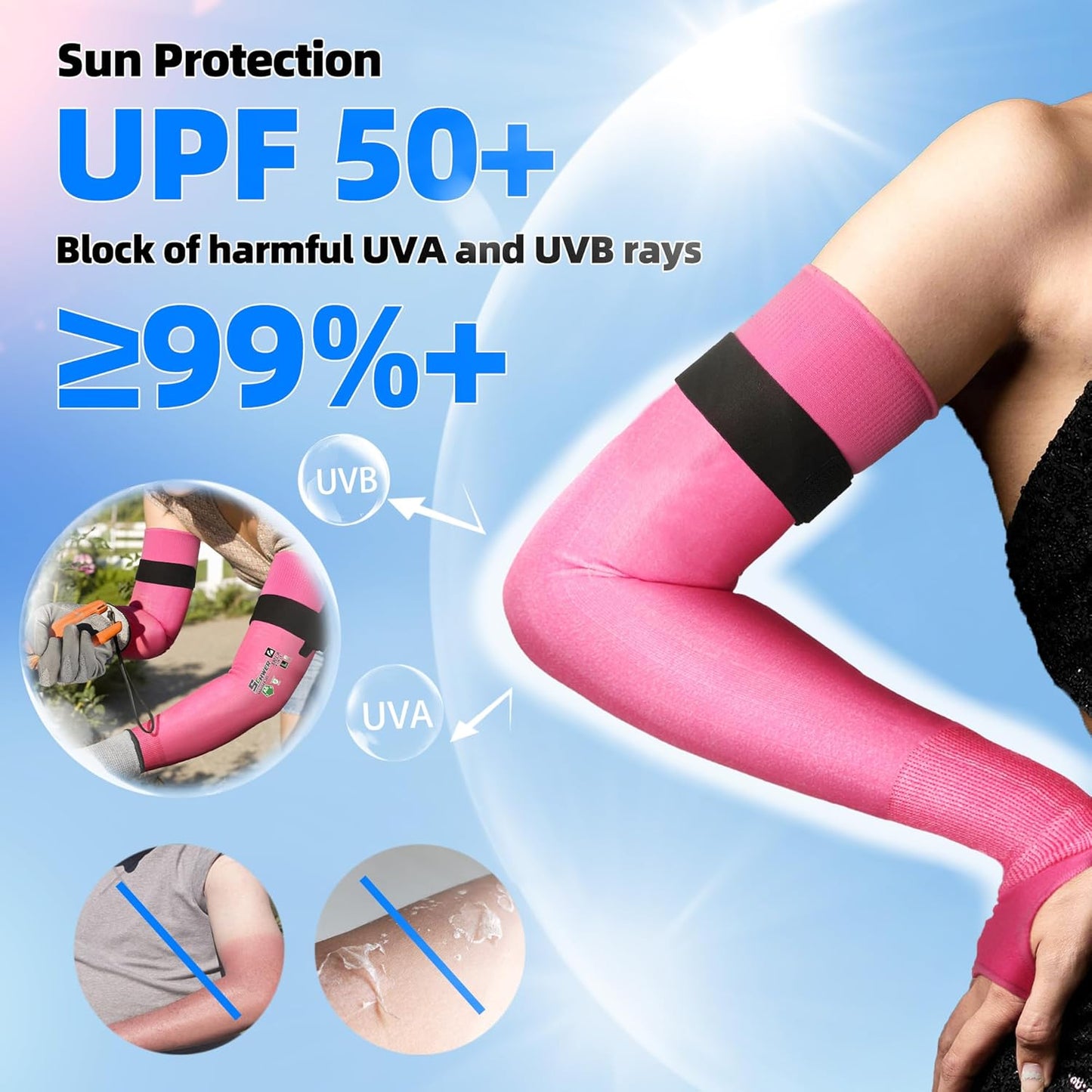 22 inch AIR-SKIN ANSI A6 Cut Resistant Arm Sleeves for Men & Women S901, Non-PFAS Arm Protectors for High Risk Work, UPF50+ UV Protection Cooling Gardening Sleeves for Farming, Lightweight