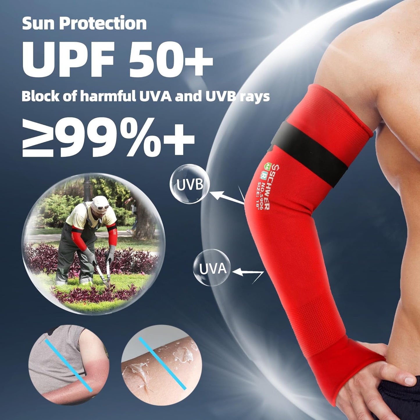 22 inch AIR-SKIN ANSI A6 Cut Resistant Arm Sleeves for Men & Women S901, Non-PFAS Arm Protectors for High Risk Work, UPF50+ UV Protection Cooling Gardening Sleeves for Farming, Lightweight