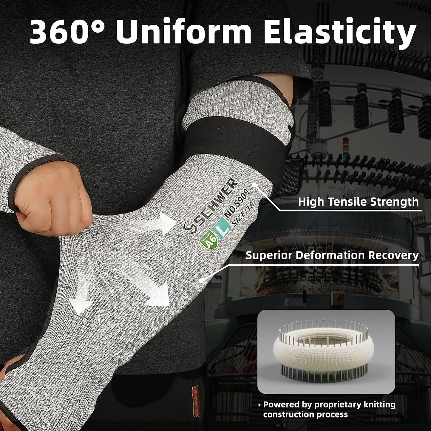 22 inch AIR-SKIN ANSI A6 Cut Resistant Arm Sleeves for Men & Women S901, Non-PFAS Arm Protectors for High Risk Work, UPF50+ UV Protection Cooling Gardening Sleeves for Farming, Lightweight