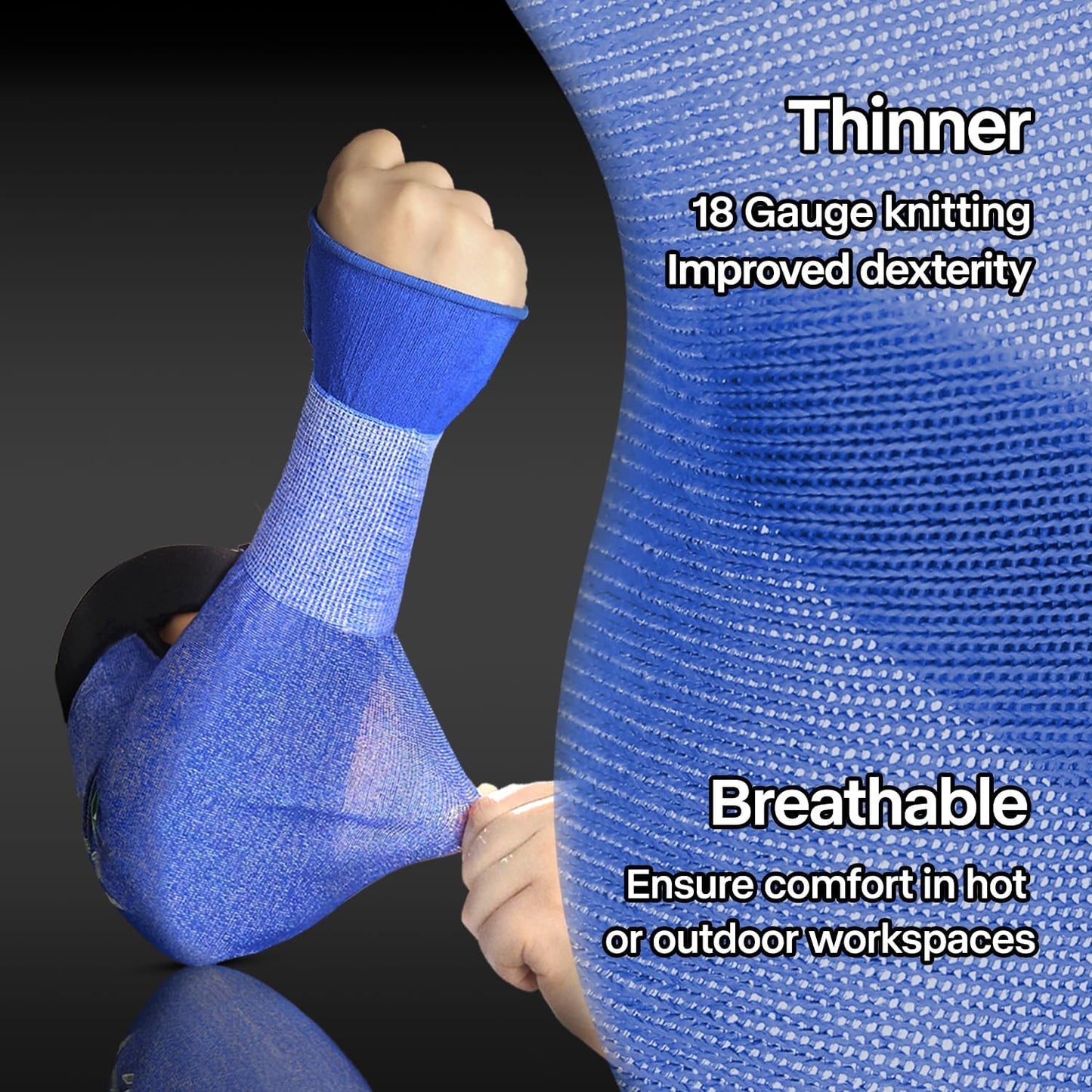 22 inch AIR-SKIN ANSI A6 Cut Resistant Arm Sleeves for Men & Women S901, Non-PFAS Arm Protectors for High Risk Work, UPF50+ UV Protection Cooling Gardening Sleeves for Farming, Lightweight
