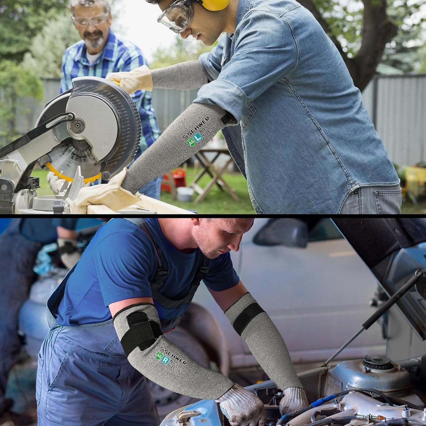 22 inch AIR-SKIN ANSI A6 Cut Resistant Arm Sleeves for Men & Women S901, Non-PFAS Arm Protectors for High Risk Work, UPF50+ UV Protection Cooling Gardening Sleeves for Farming, Lightweight