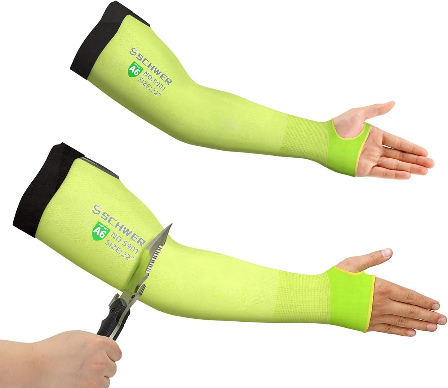 22 inch AIR-SKIN ANSI A6 Cut Resistant Arm Sleeves for Men & Women S901, Non-PFAS Arm Protectors for High Risk Work, UPF50+ UV Protection Cooling Gardening Sleeves for Farming, Lightweight