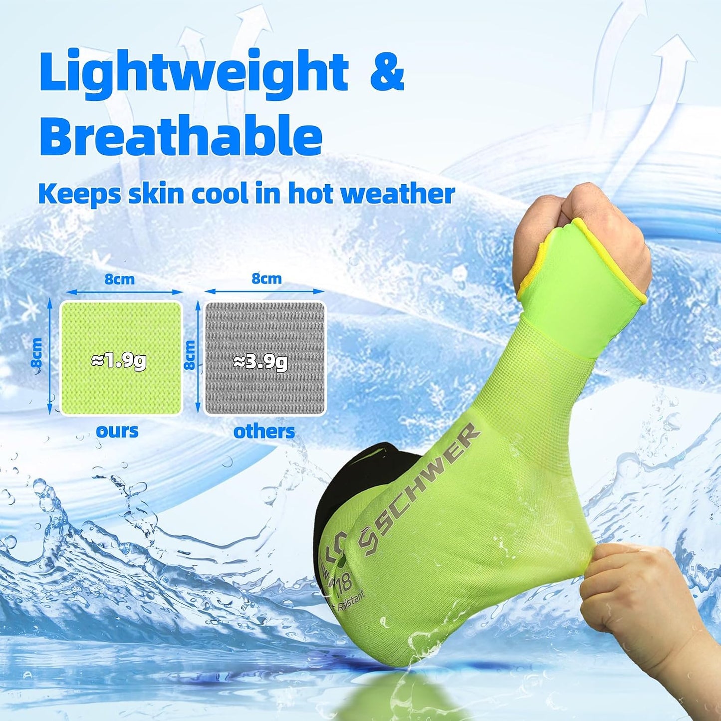 22 inch AIR-SKIN ANSI A6 Cut Resistant Arm Sleeves for Men & Women S901, Non-PFAS Arm Protectors for High Risk Work, UPF50+ UV Protection Cooling Gardening Sleeves for Farming, Lightweight