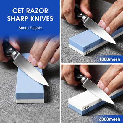 Knife Sharpening Stone Set with Adjustable Base, Dual Grit Whetstone | 1000/6000 Waterstone, Fast & Efficient Diamond Knife Sharpener for Various sinks for hand washing