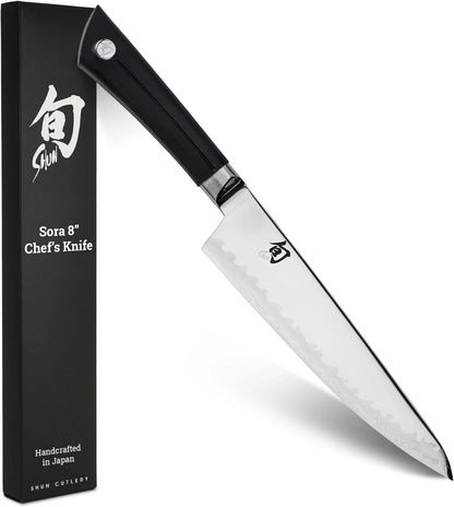Sora 8" Chef's Knife, Handcrafted Japanese Kitchen Knife, VG10 Steel Edge and 420J Stainless Steel Blade, Balanced Handle, Gyuto-Style Chef Tool for Professional and Home Chefs
