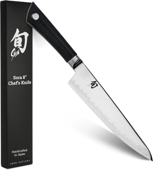 Sora 8" Chef's Knife, Handcrafted Japanese Kitchen Knife, VG10 Steel Edge and 420J Stainless Steel Blade, Balanced Handle, Gyuto-Style Chef Tool for Professional and Home Chefs