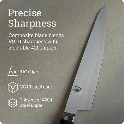 Sora 8" Chef's Knife, Handcrafted Japanese Kitchen Knife, VG10 Steel Edge and 420J Stainless Steel Blade, Balanced Handle, Gyuto-Style Chef Tool for Professional and Home Chefs