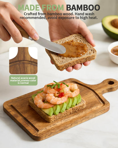 1 Set Bridal Baby Shower Cheese Prizes, Square Cheese Board Cheese, Small Cheese Board with Knife and Fork, Small Acacia Charcuterie Board for Valentines Bridal Baby Shower Housewarming Gifts(Acacia)