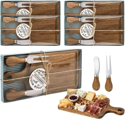 1 Set Bridal Baby Shower Cheese Prizes, Square Cheese Board Cheese, Small Cheese Board with Knife and Fork, Small Acacia Charcuterie Board for Valentines Bridal Baby Shower Housewarming Gifts(Acacia)