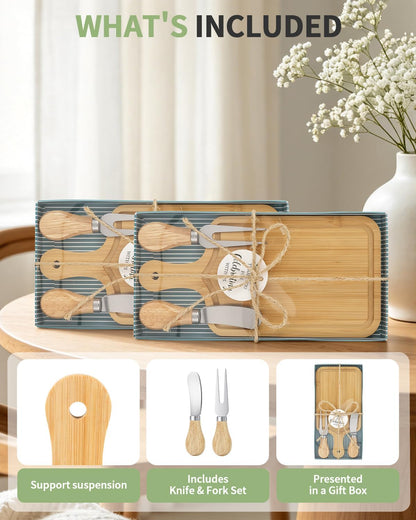1 Set Bridal Baby Shower Cheese Prizes, Square Cheese Board Cheese, Small Cheese Board with Knife and Fork, Small Acacia Charcuterie Board for Valentines Bridal Baby Shower Housewarming Gifts(Acacia)