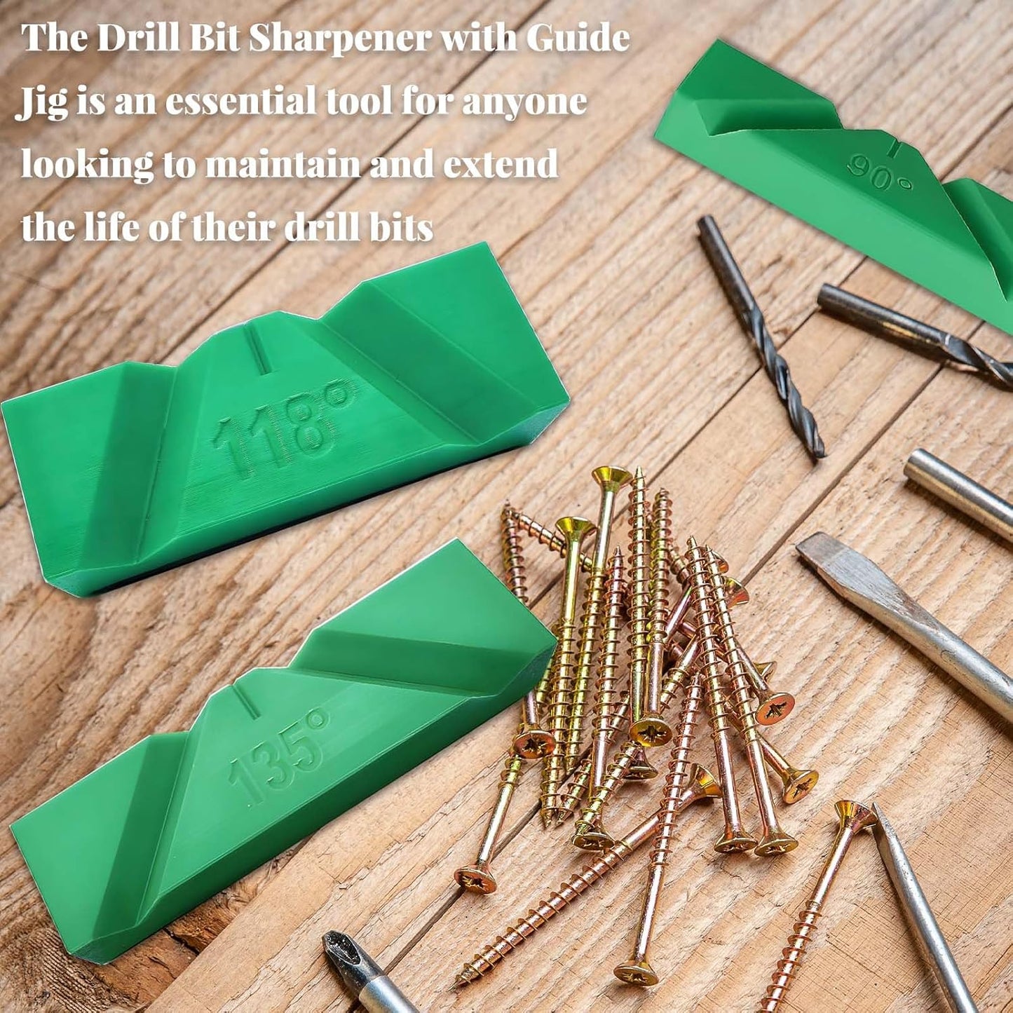 3 Sets Drill Bit Sharpener Guide Jig, 3D Printed Tool for Bench Grinder, Suitable for All Drill Bits, 90°, 118°, and 135° Angles