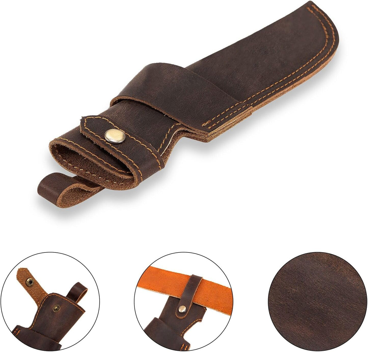 Knife Sheath,Leather Knife Sheath for Belt,Chef Knife Guard,Knife Holster for 5 inch Blade Knife,Knife Holder,Knife Cover Sleeve,EDC Belt Organizer,Sheath for Chef Meat Cleaver,Gifts for Men