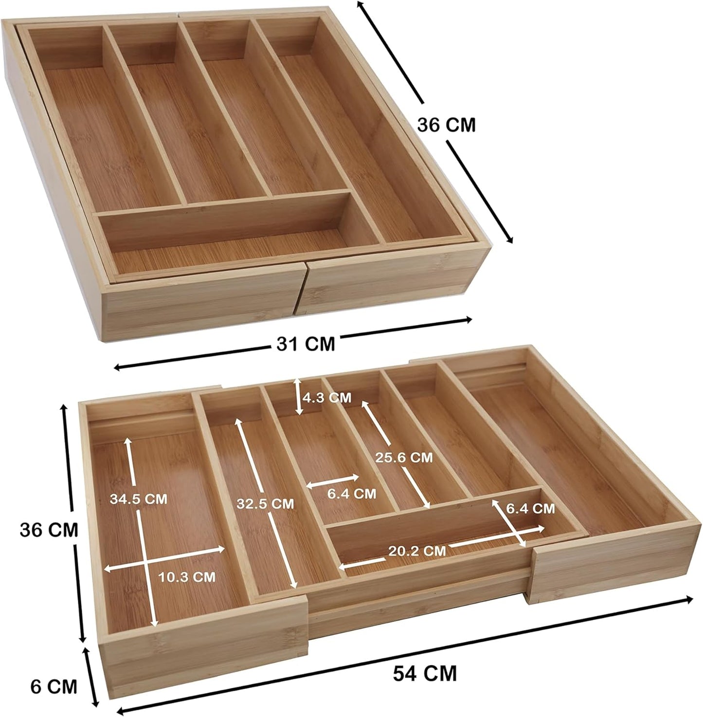 Bamboo Drawer Organizer Expandable Cutlery Tray Adjustable Utensils Holde