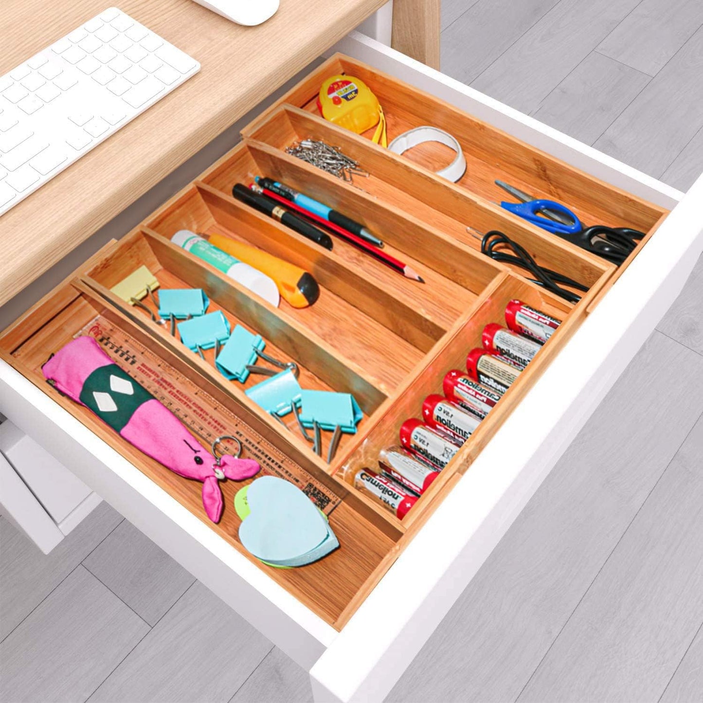 Bamboo Drawer Organizer Expandable Cutlery Tray Adjustable Utensils Holde