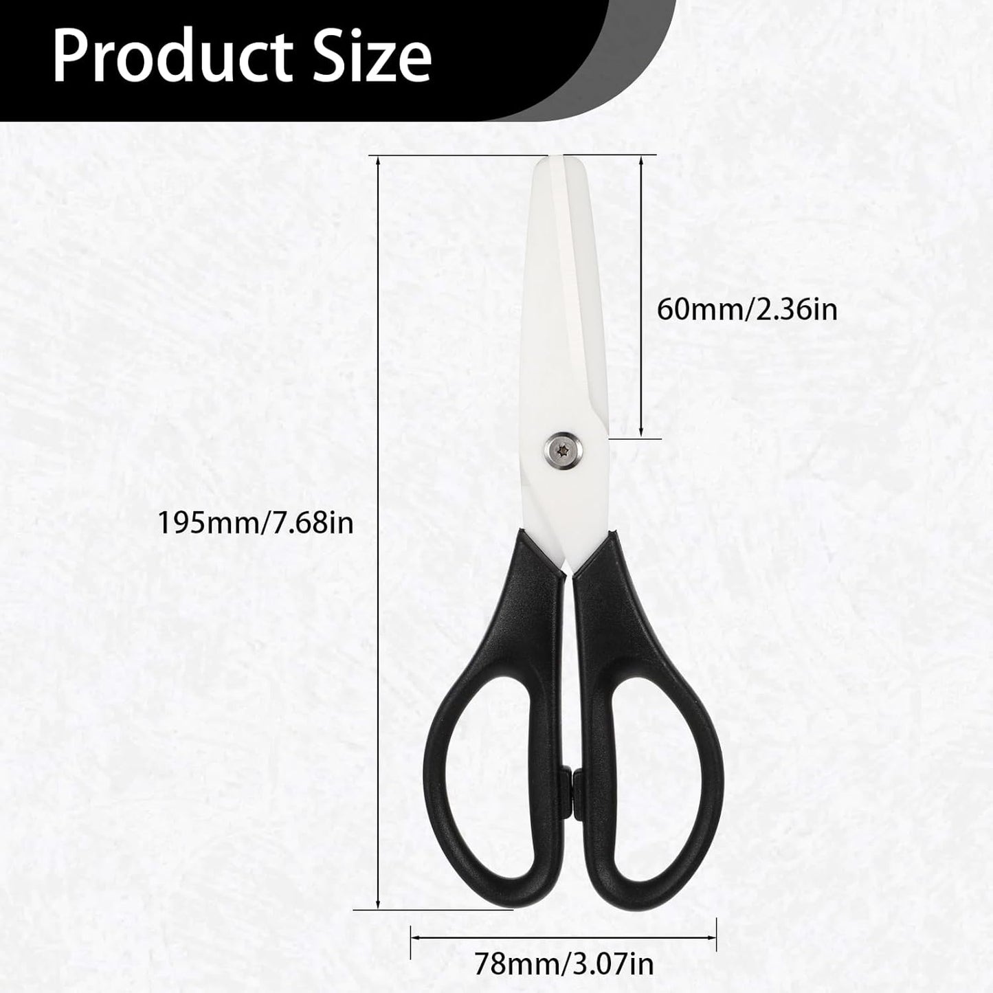 Ceramic Scissors 8" Kitchen Shears Scissors Ceramic Blade Kitchen Scissor All Purpose Cooking Shears for Kitchens Office School Crafting (Black)