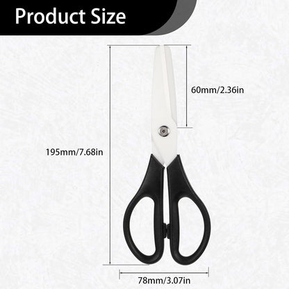 Ceramic Scissors 8" Kitchen Shears Scissors Ceramic Blade Kitchen Scissor All Purpose Cooking Shears for Kitchens Office School Crafting (Black)