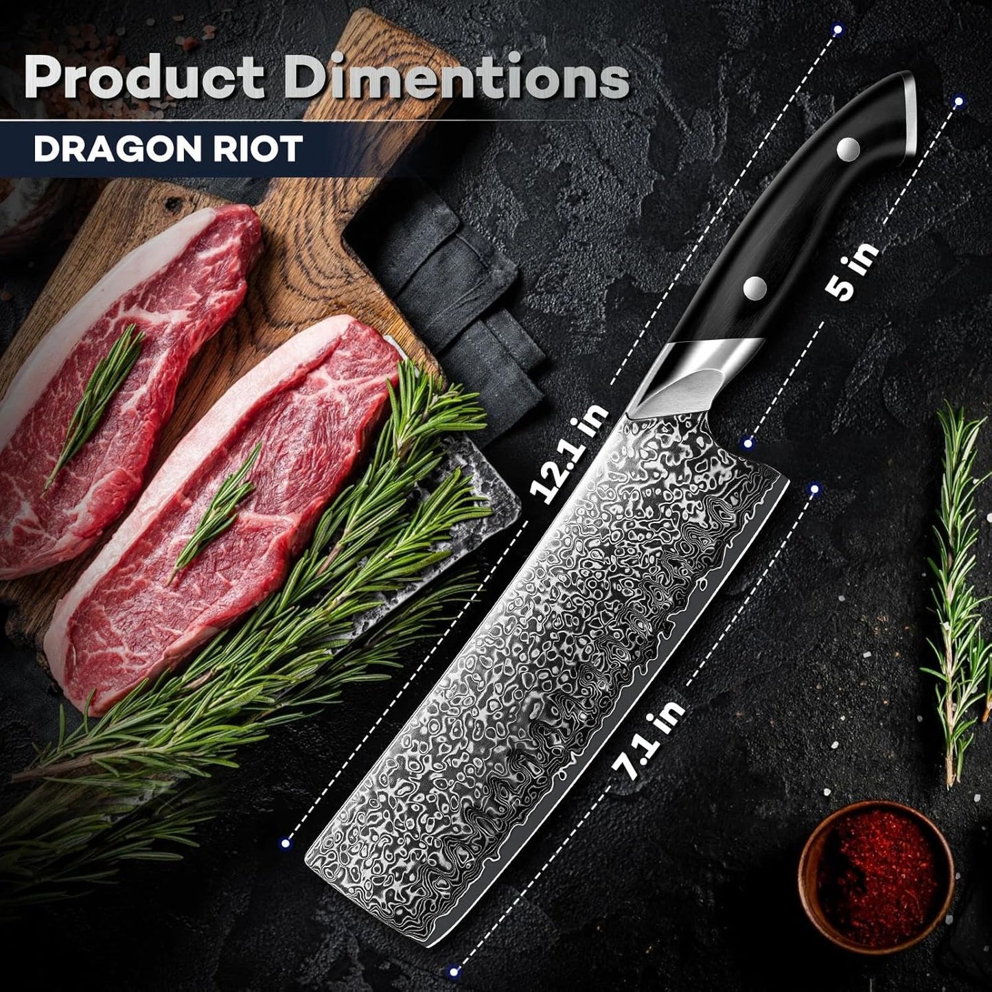 Japanese Nakiri Knife, Damascus VG10 Meat and Vegetable Cleaver Knife, Ergonomic Wooden Handle, Elegant Gift Box for Men and Women