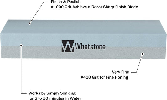 Sided, Gray Knife Stone-Dual 400/1000 Grit Wet Block-Sharpens and Polishes Sharp Tools and Kitchen, Hunting, and Pocket Knives by Whetstone, 1-Pack, Limestone