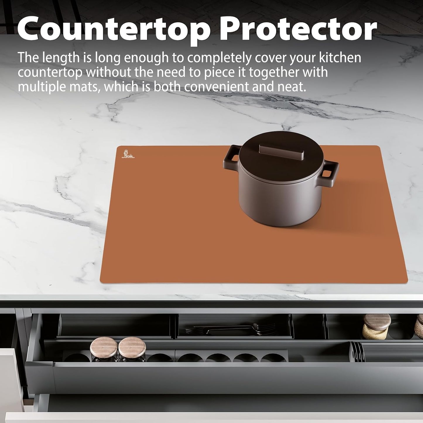 Thick Silicone Counter Mat Large 23.4x15.6" for Kitchen Countertop Crafts | Kitchen Table/Countertop Protector/Non Stick Pastry Baking Placemats Silicone Pad Crafts Kid Heat Resistant White Translucent
