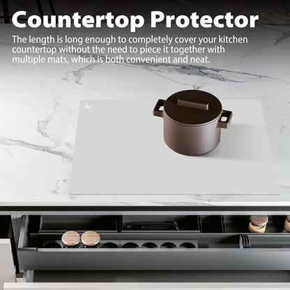 Thick Silicone Counter Mat Large 23.4x15.6" for Kitchen Countertop Crafts | Kitchen Table/Countertop Protector/Non Stick Pastry Baking Placemats Silicone Pad Crafts Kid Heat Resistant White Translucent