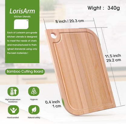 11.5"x 8" Small Bamboo Wood Cutting Board, Lightweight Wooden Fruit Cutting Board for Home.