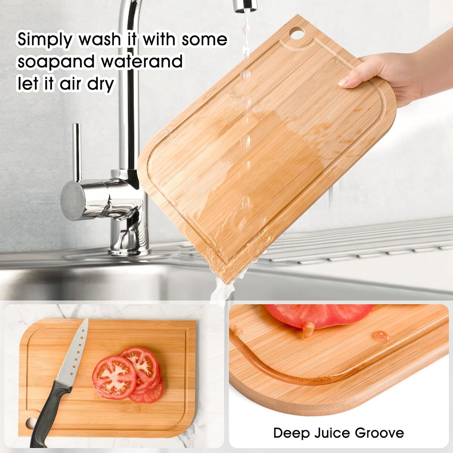 11.5"x 8" Small Bamboo Wood Cutting Board, Lightweight Wooden Fruit Cutting Board for Home.