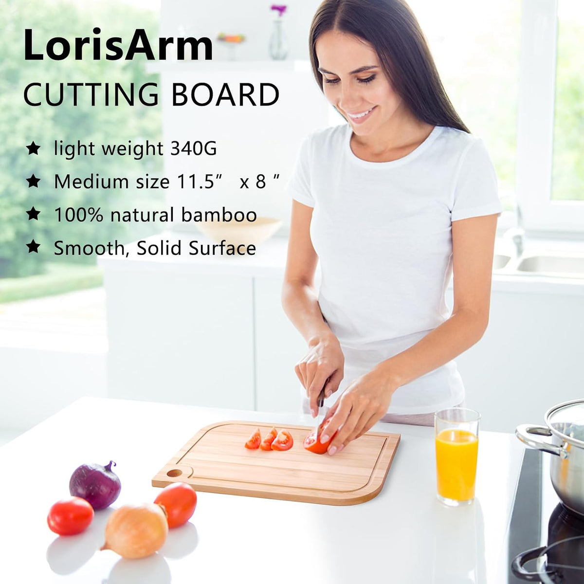 11.5"x 8" Small Bamboo Wood Cutting Board, Lightweight Wooden Fruit Cutting Board for Home.
