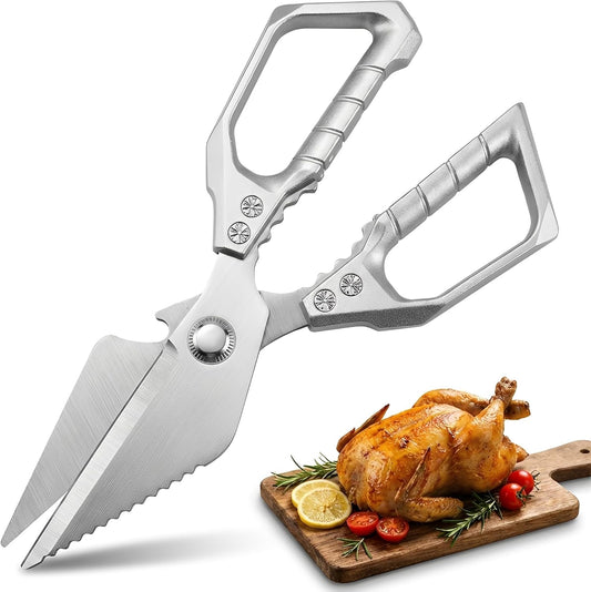 Kitchen Scissors Heavy Duty All Purpose – Stainless Steel Kitchen Shears for Food, Poultry Shears Bone Cutting, Meat Scissors with Serrated Blade, Dishwasher Safe for Chicken Turkey