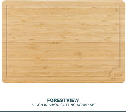 Gibson Home Forestview 18" x 12" Bamboo Cutting Board – Durable Large Kitchen Wooden Chopping Carving Board with Juice Groove, Oil Finished