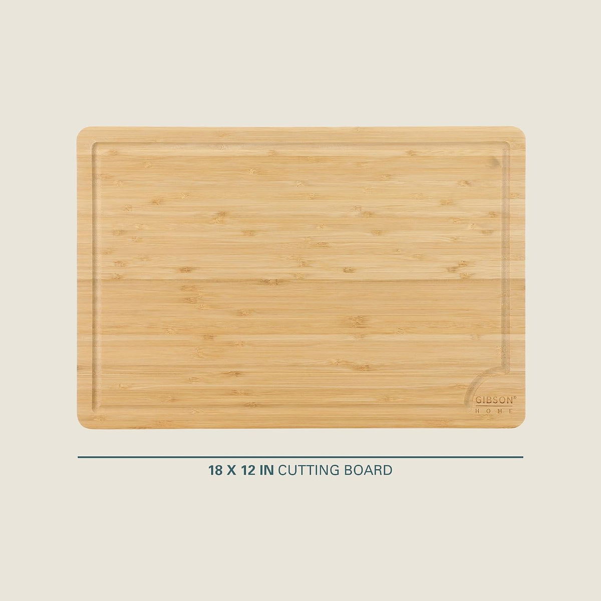 Gibson Home Forestview 18" x 12" Bamboo Cutting Board – Durable Large Kitchen Wooden Chopping Carving Board with Juice Groove, Oil Finished