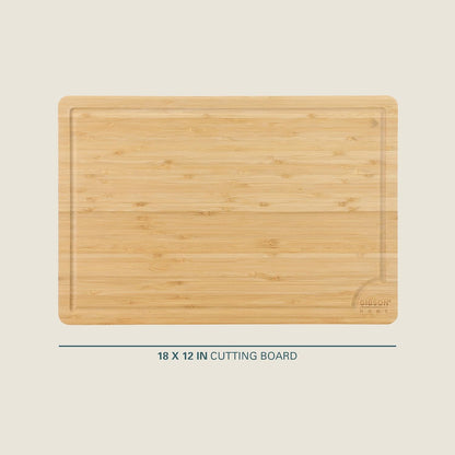 Gibson Home Forestview 18" x 12" Bamboo Cutting Board – Durable Large Kitchen Wooden Chopping Carving Board with Juice Groove, Oil Finished