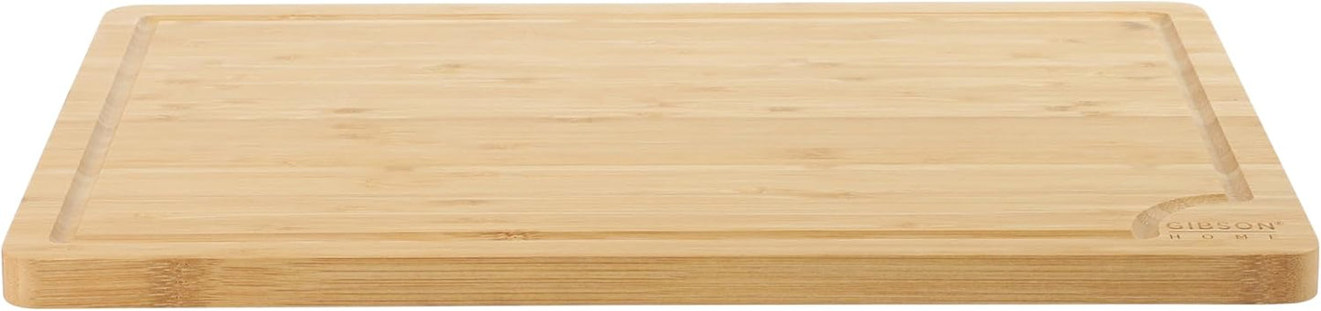Gibson Home Forestview 18" x 12" Bamboo Cutting Board – Durable Large Kitchen Wooden Chopping Carving Board with Juice Groove, Oil Finished