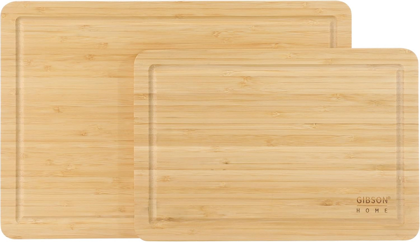 Gibson Home Forestview 18" x 12" Bamboo Cutting Board – Durable Large Kitchen Wooden Chopping Carving Board with Juice Groove, Oil Finished