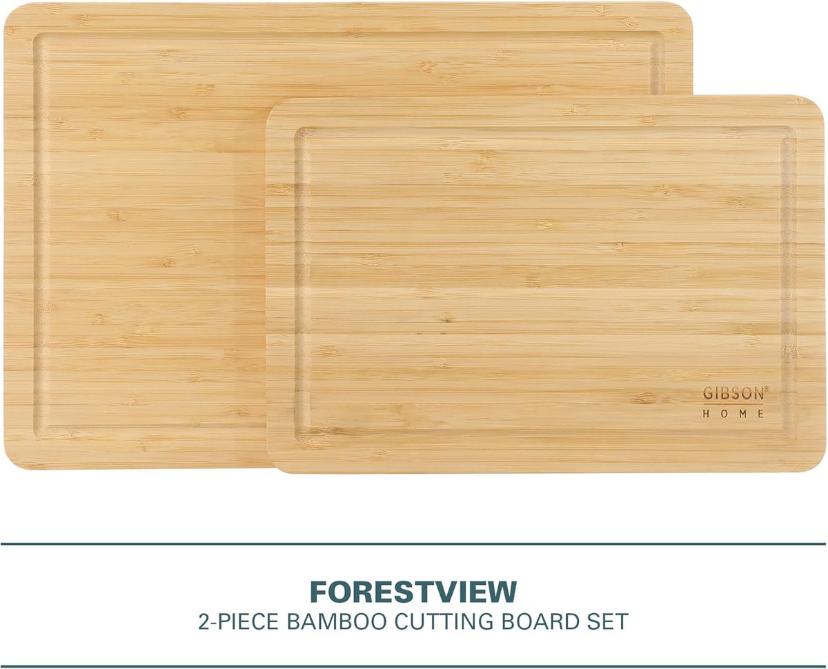 Gibson Home Forestview 18" x 12" Bamboo Cutting Board – Durable Large Kitchen Wooden Chopping Carving Board with Juice Groove, Oil Finished