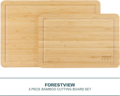 Gibson Home Forestview 18" x 12" Bamboo Cutting Board – Durable Large Kitchen Wooden Chopping Carving Board with Juice Groove, Oil Finished