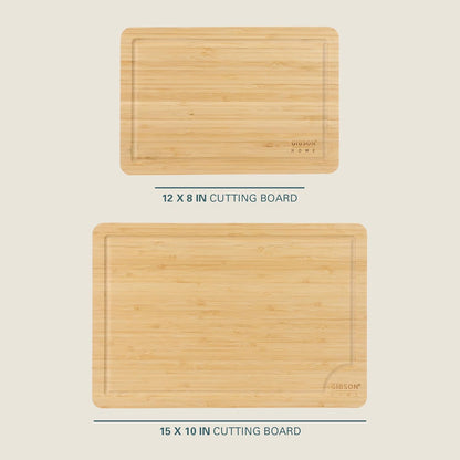 Gibson Home Forestview 18" x 12" Bamboo Cutting Board – Durable Large Kitchen Wooden Chopping Carving Board with Juice Groove, Oil Finished