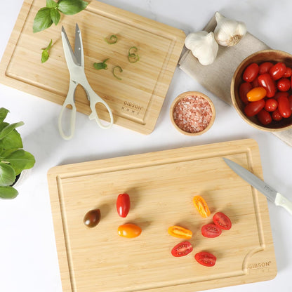 Gibson Home Forestview 18" x 12" Bamboo Cutting Board – Durable Large Kitchen Wooden Chopping Carving Board with Juice Groove, Oil Finished