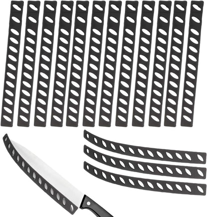 16 Pcs 8 Inch Knife Edge Guards Blade Protector Plastic Knife Edge Cover Sleeves Universal Blade Covers Knife Sheath for Home Chef Kitchen Supplies, Black(12 Straight Type, 4 Curved Type)