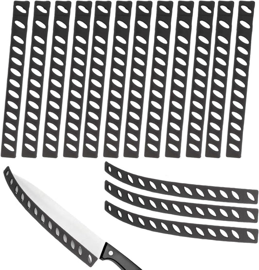 16 Pcs 8 Inch Knife Edge Guards Blade Protector Plastic Knife Edge Cover Sleeves Universal Blade Covers Knife Sheath for Home Chef Kitchen Supplies, Black(12 Straight Type, 4 Curved Type)
