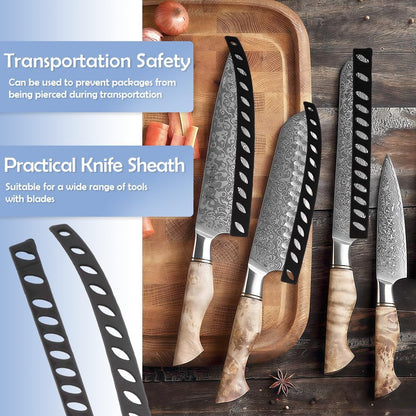 16 Pcs 8 Inch Knife Edge Guards Blade Protector Plastic Knife Edge Cover Sleeves Universal Blade Covers Knife Sheath for Home Chef Kitchen Supplies, Black(12 Straight Type, 4 Curved Type)